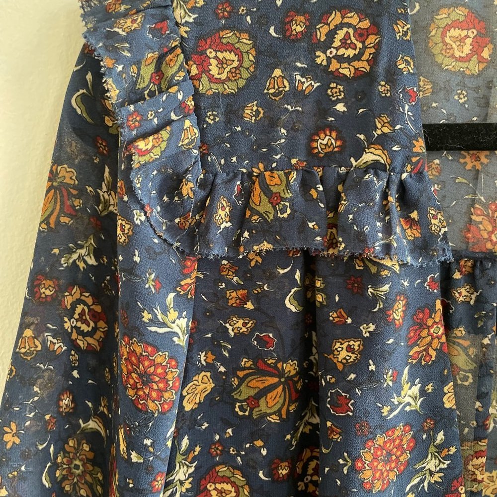 NEW Veronica Beard Dakota Floral Mini Dress Size 4 Ink Blue Chiffon Wrap… - Picture 5 of 10